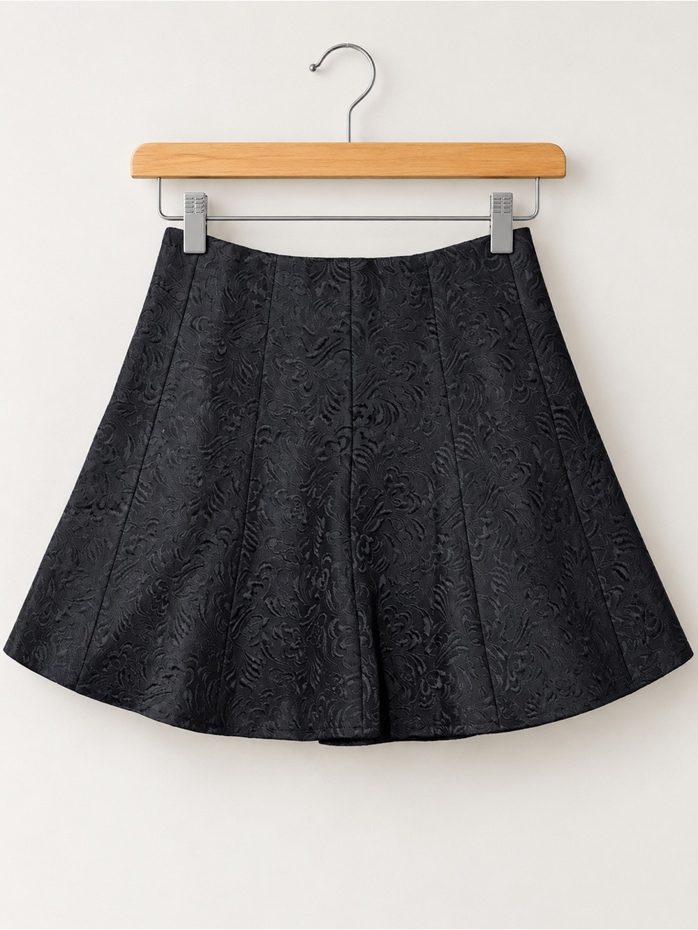 Black Jacquard A-Line Women's Shorts